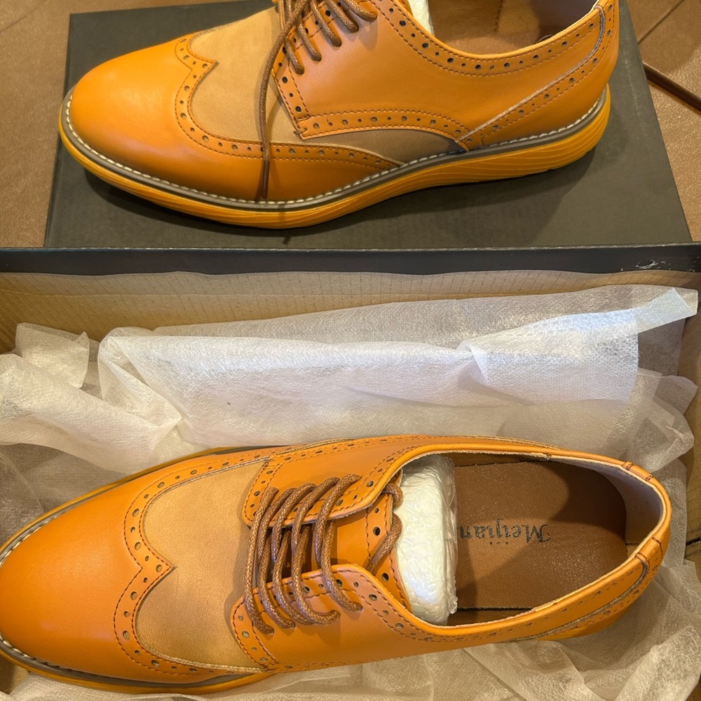Men's Orange and Tan Oxford Shoes